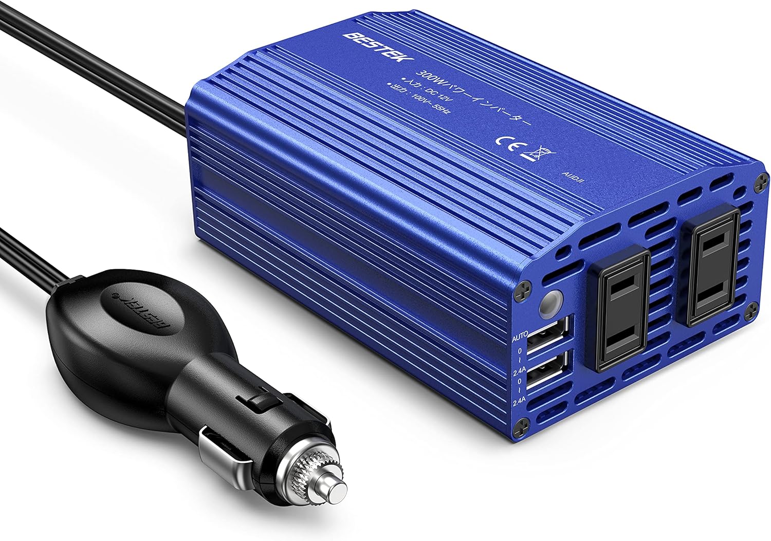 Amazon Bestek インバーター シガーソケット コンセント 300w Dc12vをac100vに変換 Usb2ポート搭載 12v車専用 カーインバーター 車載用インバーター ブルー Mri3010bu Bl インバーター コンバーター 車 バイク