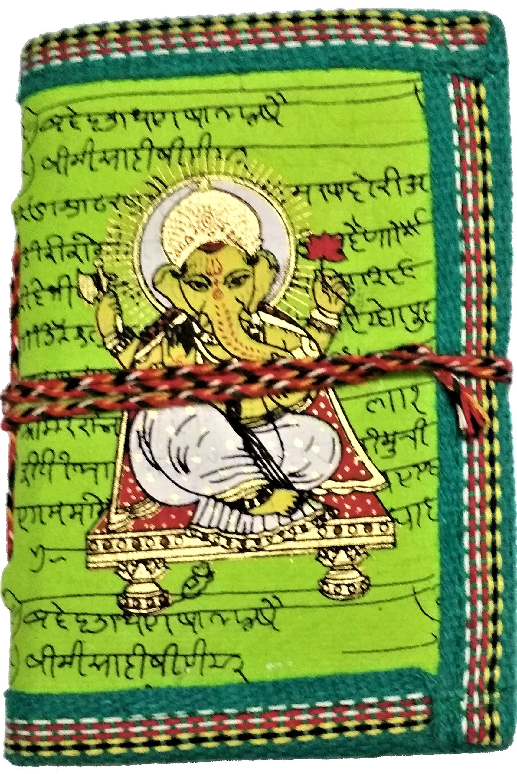 Purpledip Handmade Paper Journal 'Lord Ganesha': Vintage Diary Notebook With Thread Closure (10407A)