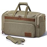 SHOWKOO Duffle Bag for Travel 60L Expandable Canvas Travel Bag Durable Vintage Weekender Overnight Carry On Bag for Men(Army Green)