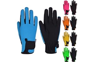 MASHFA Kids Horse Riding Gloves Children Equestrian Kids Gloves Child Horseback Bike Gardening Boys & Girls Mittens Pony Youth Outdoor Mitts