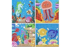 Libfx Diamond Painting Kits for Kids 4 PCS Diamond Art for Kids Girls Boys Beginners Arts and Crafts for Kids Ages 8-12 (Oceans)