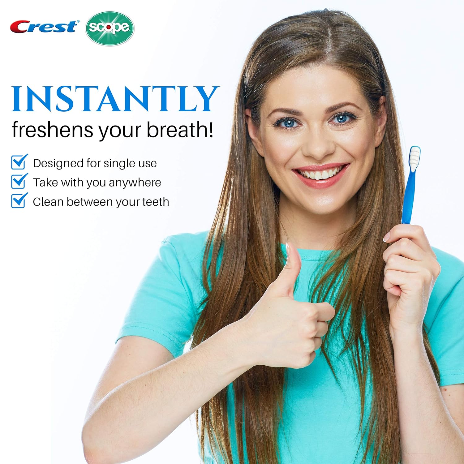 Crest Scope | Mini Brushes-Disposable Toothbrushes with Toothpaste and Pick For Work or Travel (4 count, 6 pack (24 brushes)) : Beauty