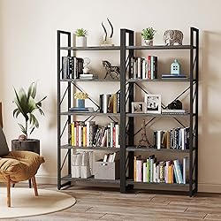 YITAHOME 5 Tiers Bookshelf, Industrial Artsy Grey