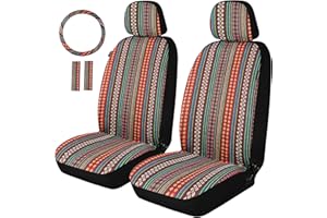 ENOGE Baja Saddle Blanket Seat Covers Breathable Boho Car Seat Covers Front Seats Protector Universal Fit for Cars SUV Truck Vans (Baja Flower, Front Pair)
