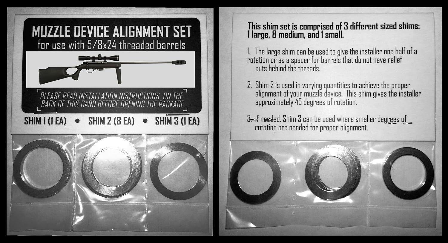 Muzzle Brake Alignment Shim Set For Threaded Rifle Barrels (5/8