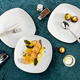 MALACASA 6-Piece Square Porcelain Dinner Plates Set 9.7" Elisa White view 5