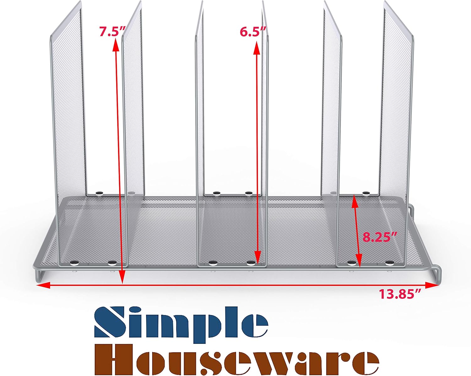2 Pack- SimpleHouseware Expandable 5 Section Upright File Sorter Organizer, Silver : Office Products