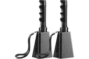 9" Metal Cowbells with Handle - (2 Pack) Cow Bells Loud Cheering Noise Makers for Sporting Events, Football Games, School Spi