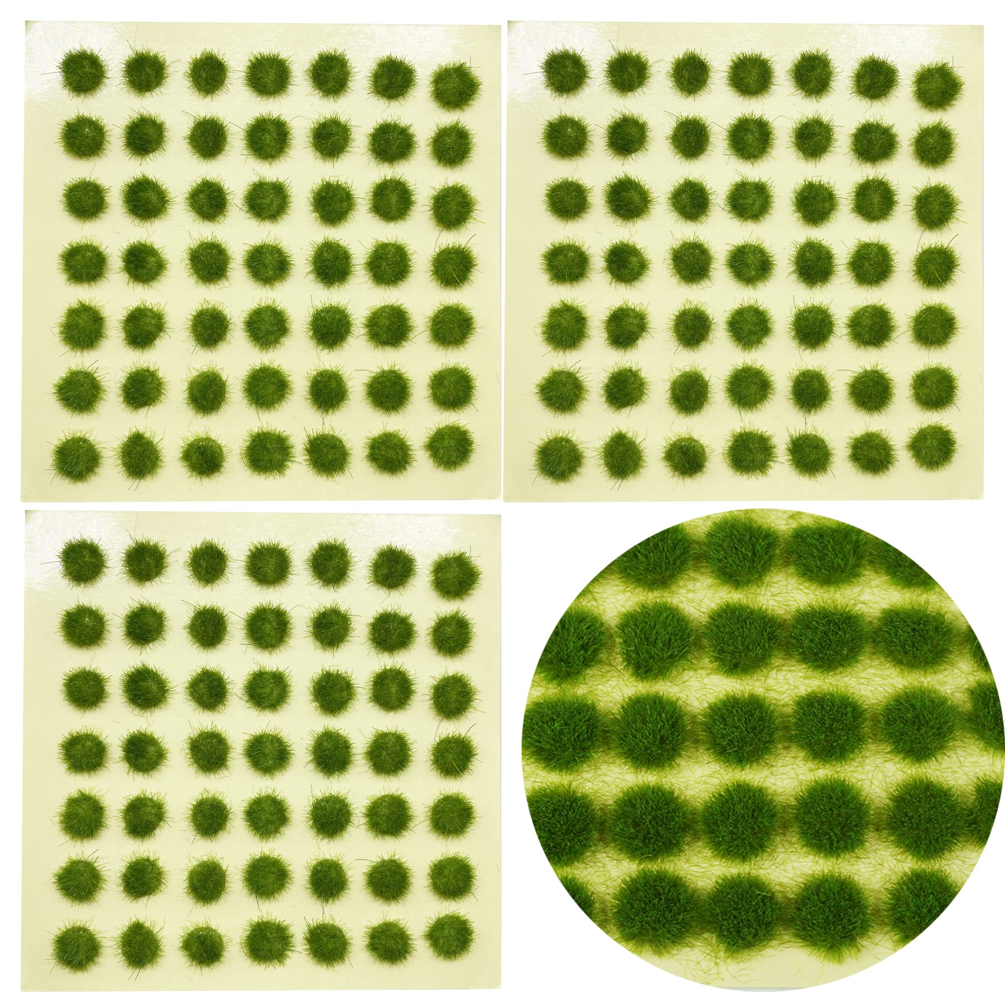 Cayway 147 PCS Static Grass Tuft Green Model Grass Tufts Terrain Model Kit Static Scenery Model Miniature Shrubs Bushes for Train Landscape Railway Artificial Grass Modeling
