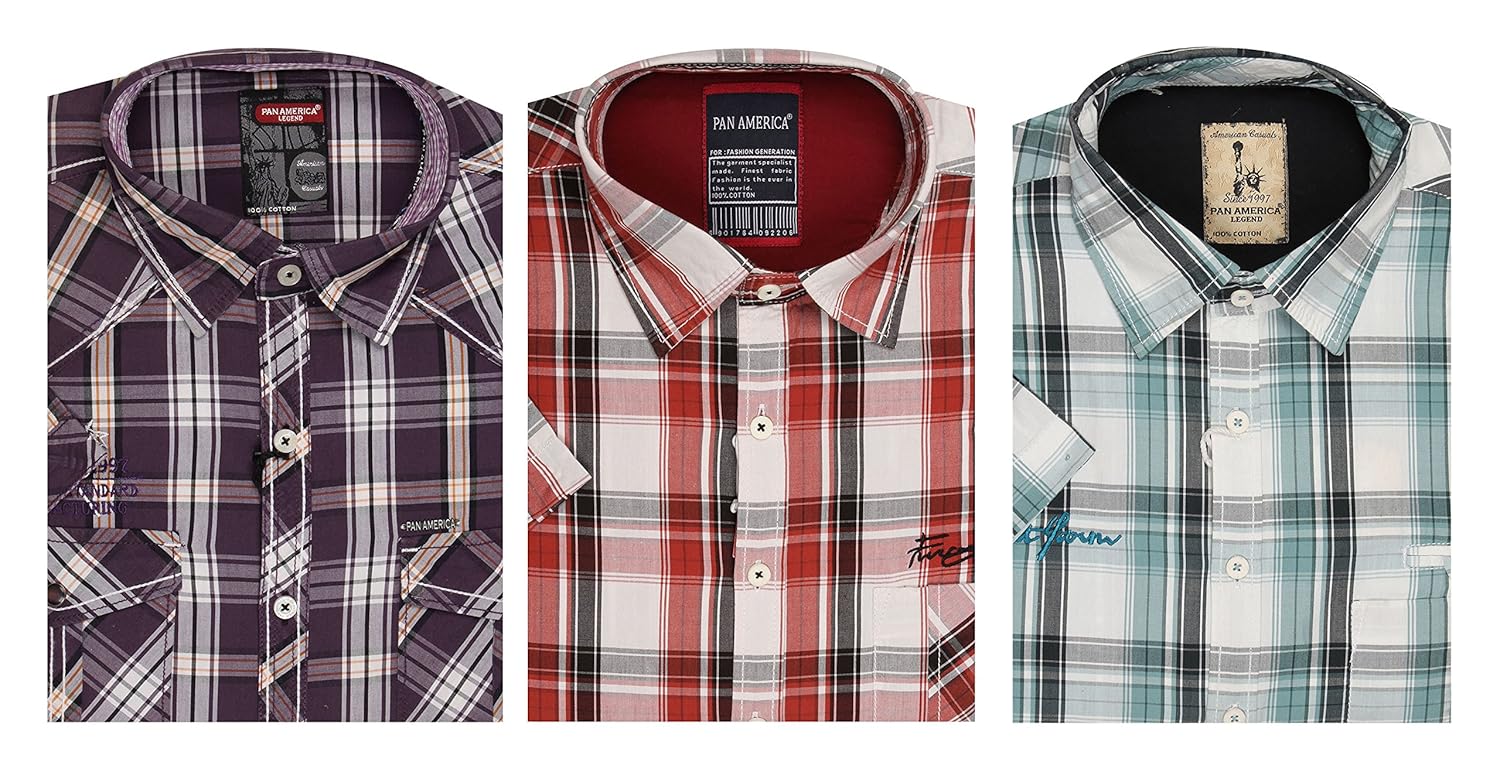 Buy Pan America Men's Casual Shirts Pack of 3 (Pan america59XXL
