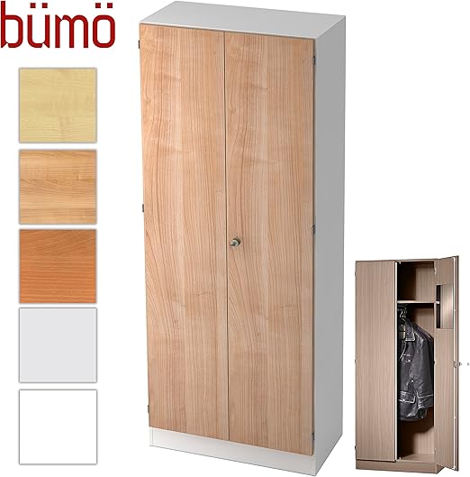 bümö® Office Garderobenschrank abschließbar aus Holz | Kleiderschrank