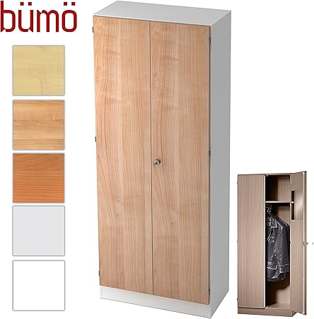 bümö® Office Garderobenschrank abschließbar aus Holz | Kleiderschrank