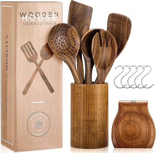 wooden kitchen cooking set