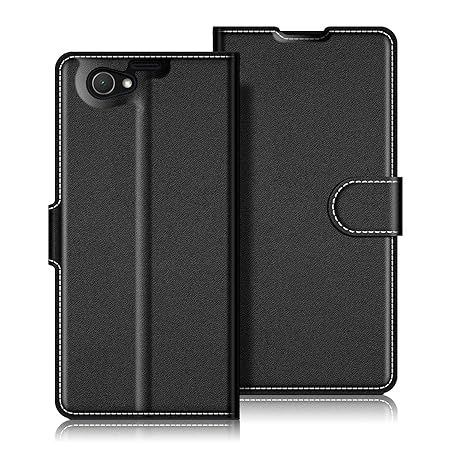 Coodio Sony Xperia Z1 Compact Hülle Leder Lederhülle Ledertasche Wallet Handyhülle Tasche Schutzhülle mit Magnetverschluss / 