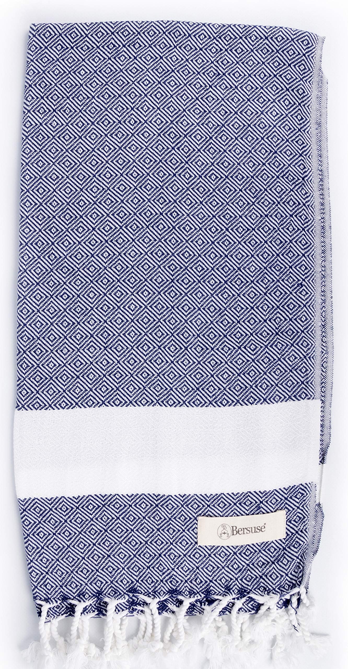 Bersuse 100% Cotton Laodicea Turkish Hand Towel, 23 x 43 Inches, Dark Blue