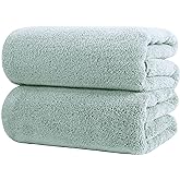 POLYTE Quick Dry Lint Free Microfiber Bath Sheet, 35 x 70 in, Pack of 2 (Green)