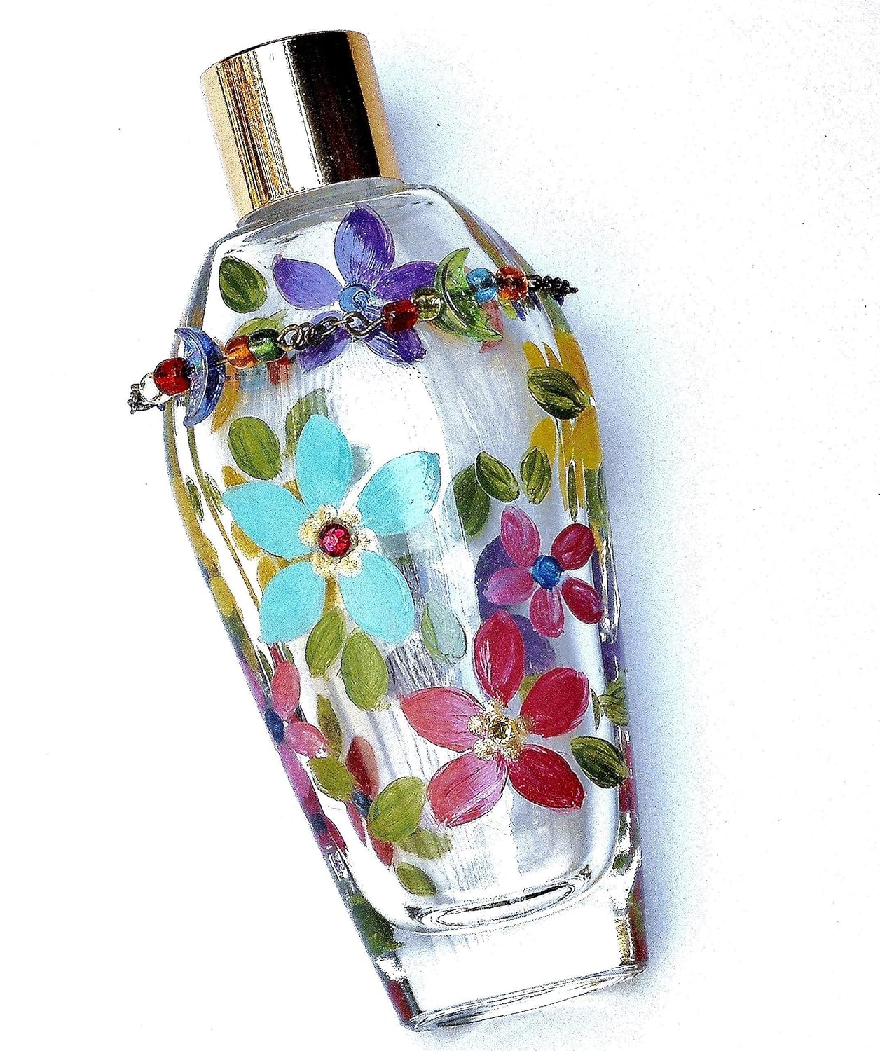 Refillable Floral Glass Perfume Bottle with Colorful Hand