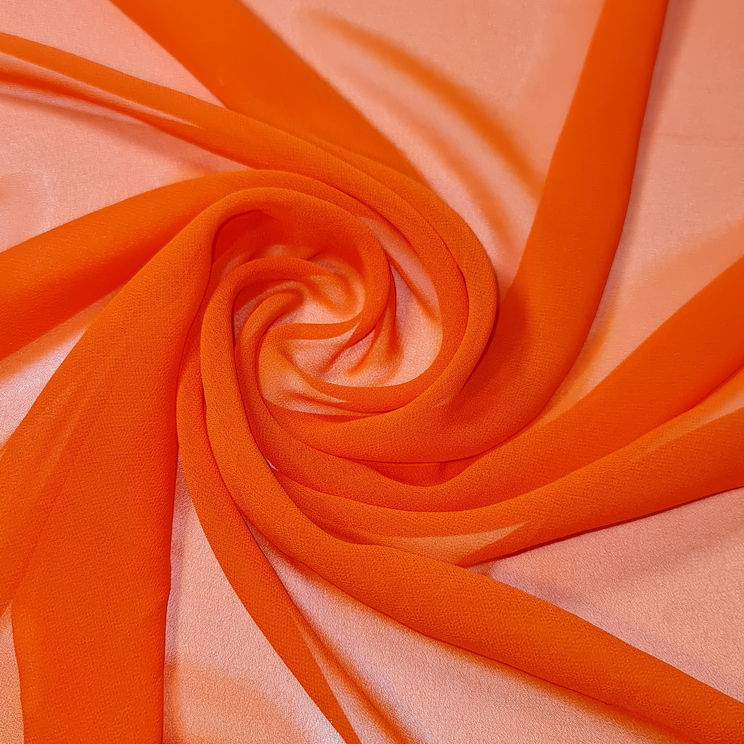 Chiffon Sheer Fabric Plain Soft Polyester Wedding Arch Dress Craft Material 44" (2 Meter, Burnt Orange (71))