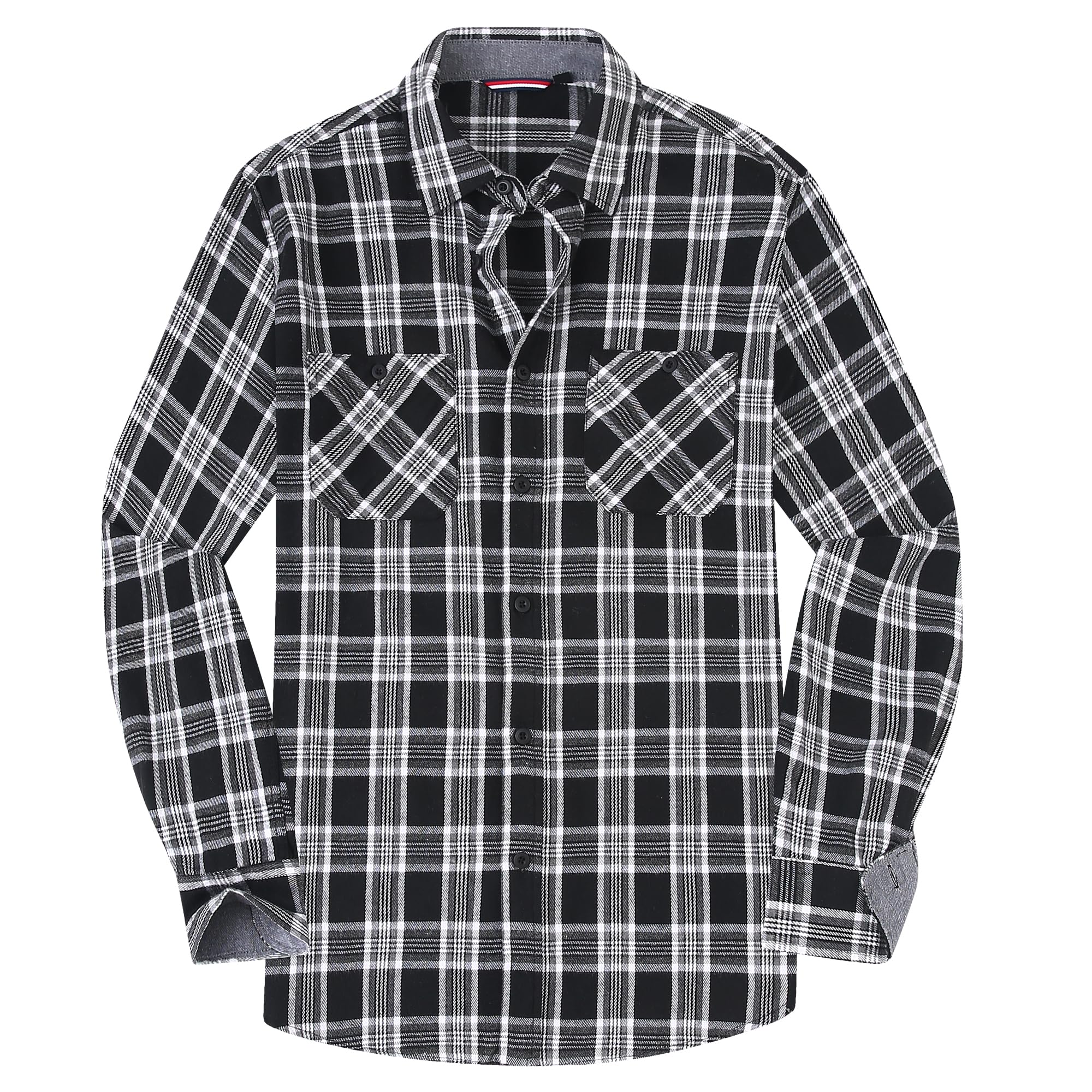 Alex Vando Mens Button Down Shirts Regular Fit Long Sleeve Casual Plaid Flannel Shirt,Black/White 51,5XL Image
