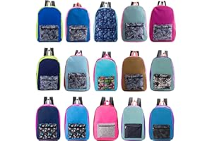 MODA WEST 24-Pack 17" School Backpacks for Kids - Backpacks in Bulk for Elementary, Middle, and High School Students, 12 Assorted Colors