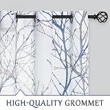 Fmfunctex Blue Semi Sheer Curtains 72in Drop 2 Panels Tree Branch Linen Textured view 5