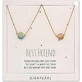 Dianpearl Best Friend Necklace, BFF Necklace, Friendship Necklace for 2, Gold Dainty Necklace, Simulated Gemstone, Valentine's Day, Christmas, Back to School Gift for Teens Girls