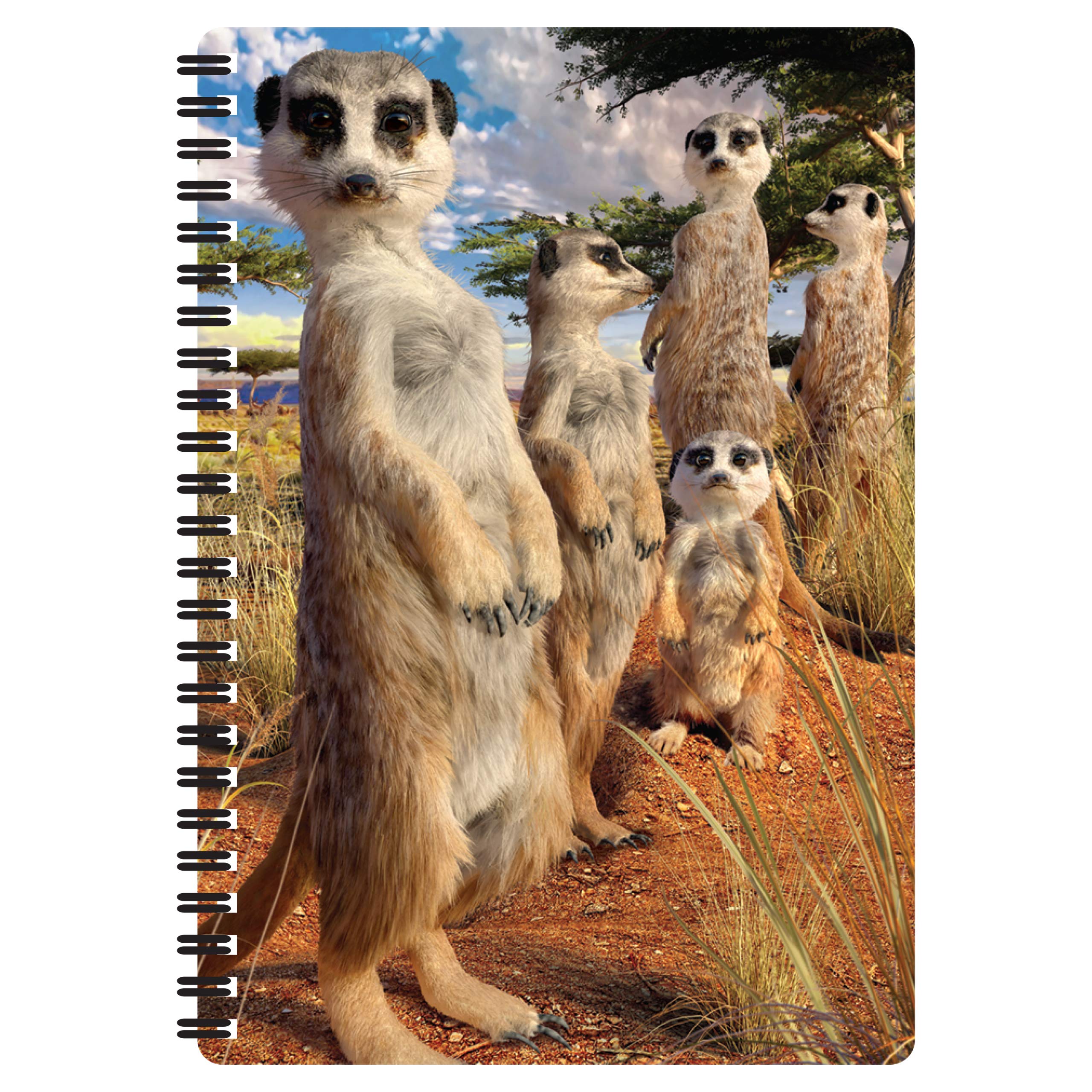 3D LiveLife A5 Notebook - Meerkat Gaze from Deluxebase. Spiral Bound Lined Notebook with 80 Recycled Pages, 3D Meerkat Art Notebooks for Work, Gifts and School Supplies, (21 x 14.5 cm).
