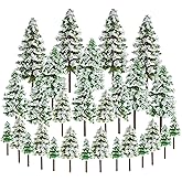 jiebor 28pcs Mini Christmas Trees Small Fake Miniature Snow Pine Model 2-5 Inch for DIY Village Train Railway Sand Table Buildings Architecture Diorama Garden Scenery Decor Supplies Green