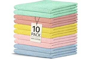 Crystal Ridge Cotton Wash Cloths 10 Pack - Washcloths for Showering, Face and Body, Soft and Highly Absorbent Multipurpose Towels for Bathroom, Kitchen, Spa and Gym - Wash Rags 12 x12 (Pastel)