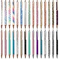 Zonon 30 Pcs Glitter Ballpoint Pens for Woman Fancy Shiny Ballpoint Pens Metal Retractable Ballpoint Pens Black Ink Medium Point 1.0 mm Click Ball Pen for Office Supply