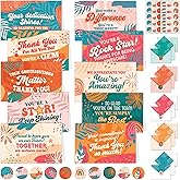 Decorably 50 Pack 6x4in Employee Appreciation Cards with Envelopes and Stickers, 10 Colorful and Retro Designs Staff Appreciation Cards, Blank Inside - Promotion, Recognition, Work Anniversary