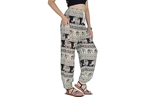 Boho Harem Pants for Women – Lightweight Cotton Rayon Yoga Lounge Trousers with Drawstring Waist for Travel & Festival