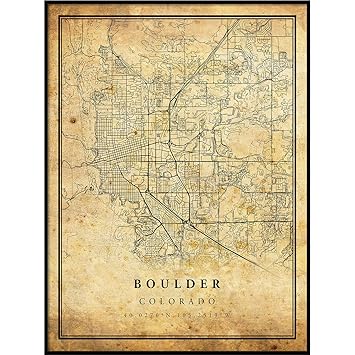 Amazon ボルダーマップヴィンテージスタイルポスタープリント