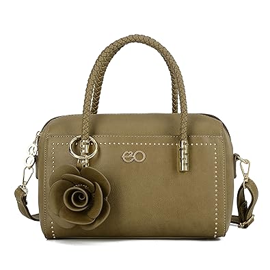 E2O Solid Olive Satchel With Long Belt