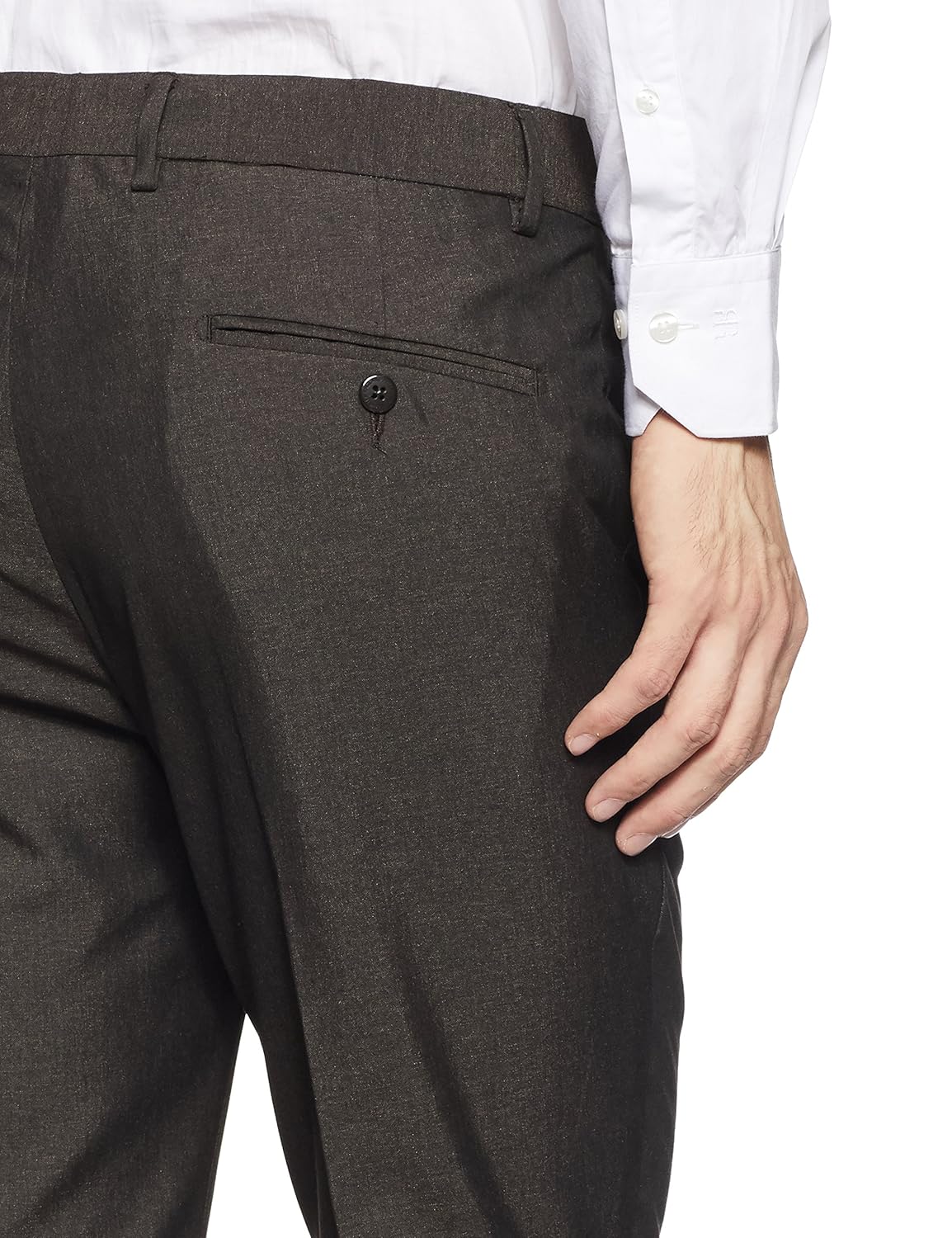 peter england men's slim fit formal trousers