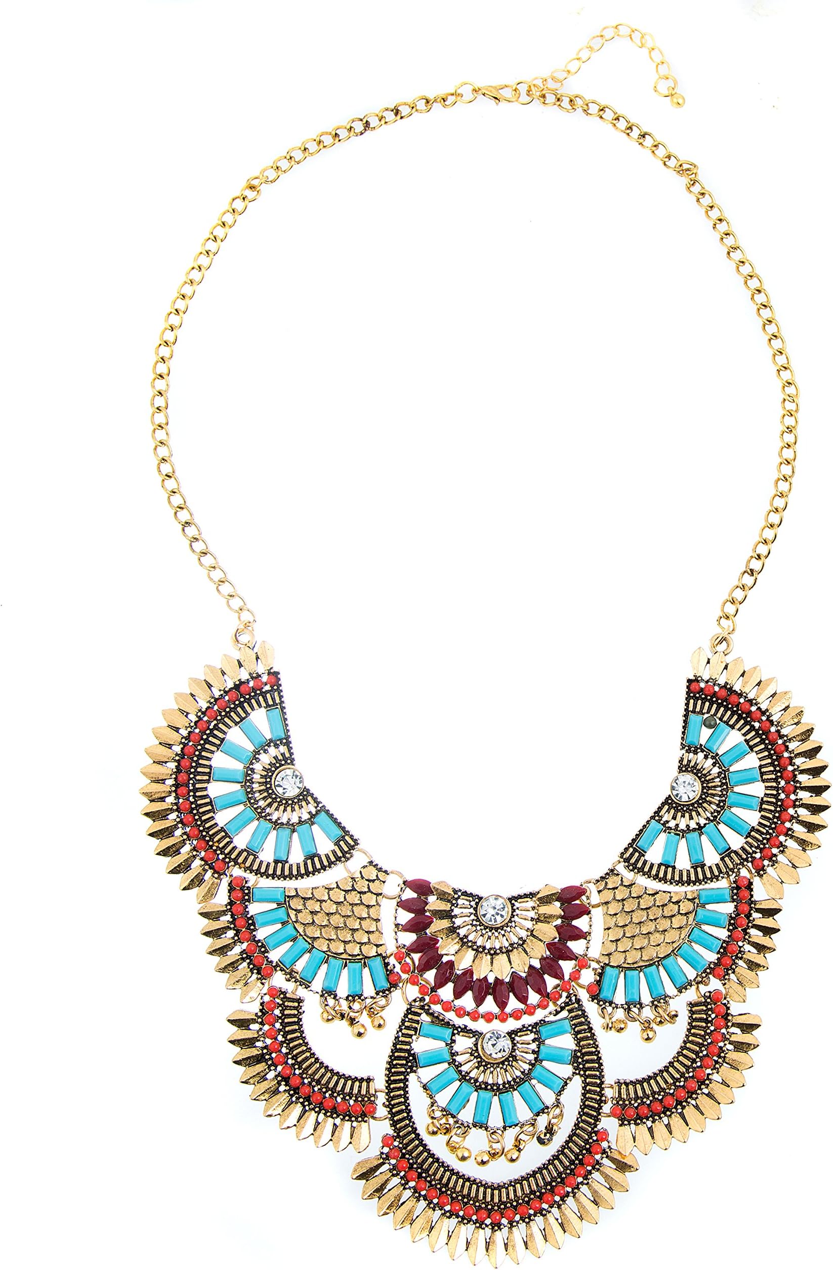 Miraculous Garden Jewelry for Women Girls, Vintage Silver/Gold Ethnic Tribal Boho Necklace Turquoise Beads Bohemian Necklace.
