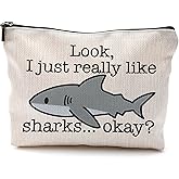 QGFM Shark Makeup Bag - Cosmetic Bags With Zipper, Gifts for Shark Lovers