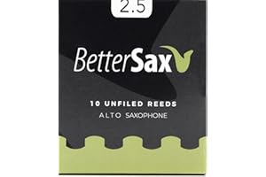 BetterSax Premium Alto Saxophone Reeds – 2.5 Strength (10-Pack): Organic French Cane, Superior Consistency & Rich Tone, Jazz Cut for Saxophonists of All Levels, Eco-Friendly, Plastic-Free Packaging