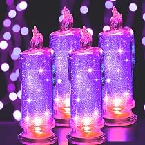 Amazon.com: HAIDOLIANG 4PCS Purple LED flameless Candles (D:2.5" x ...