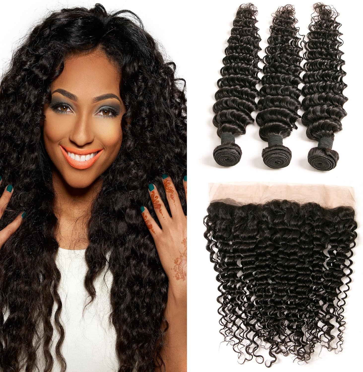 Brazilian Hair Deep Weave With Ear To Ear Lace Frontal Closure