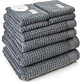 Softerry Waffle Bath Towel Set - 100% Soft Cotton - Plush and Extra Absorbent - Luxury Hotel & Spa Quality - Fade Resistant - Eco-Friendly (Space Gray, Set of 8 Towels)