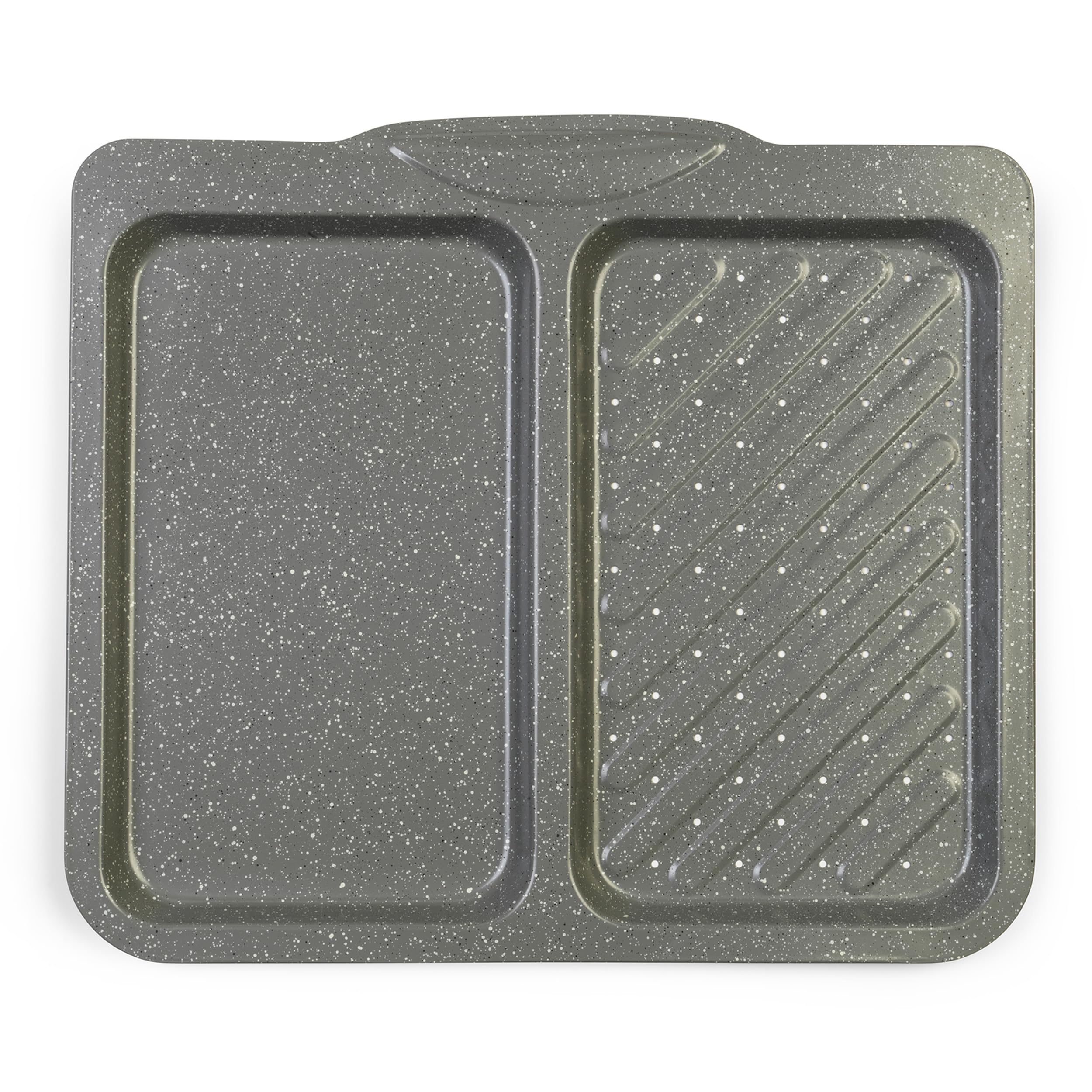 Salter Marblestone 40 cm Split Baking Tray – Non-Stick, 2 Sections for Cooking, Roasting & Grilling, Lightweight Carbon Steel, Easy Wipe Clean, Oven Safe to 220°C, PFOA Free