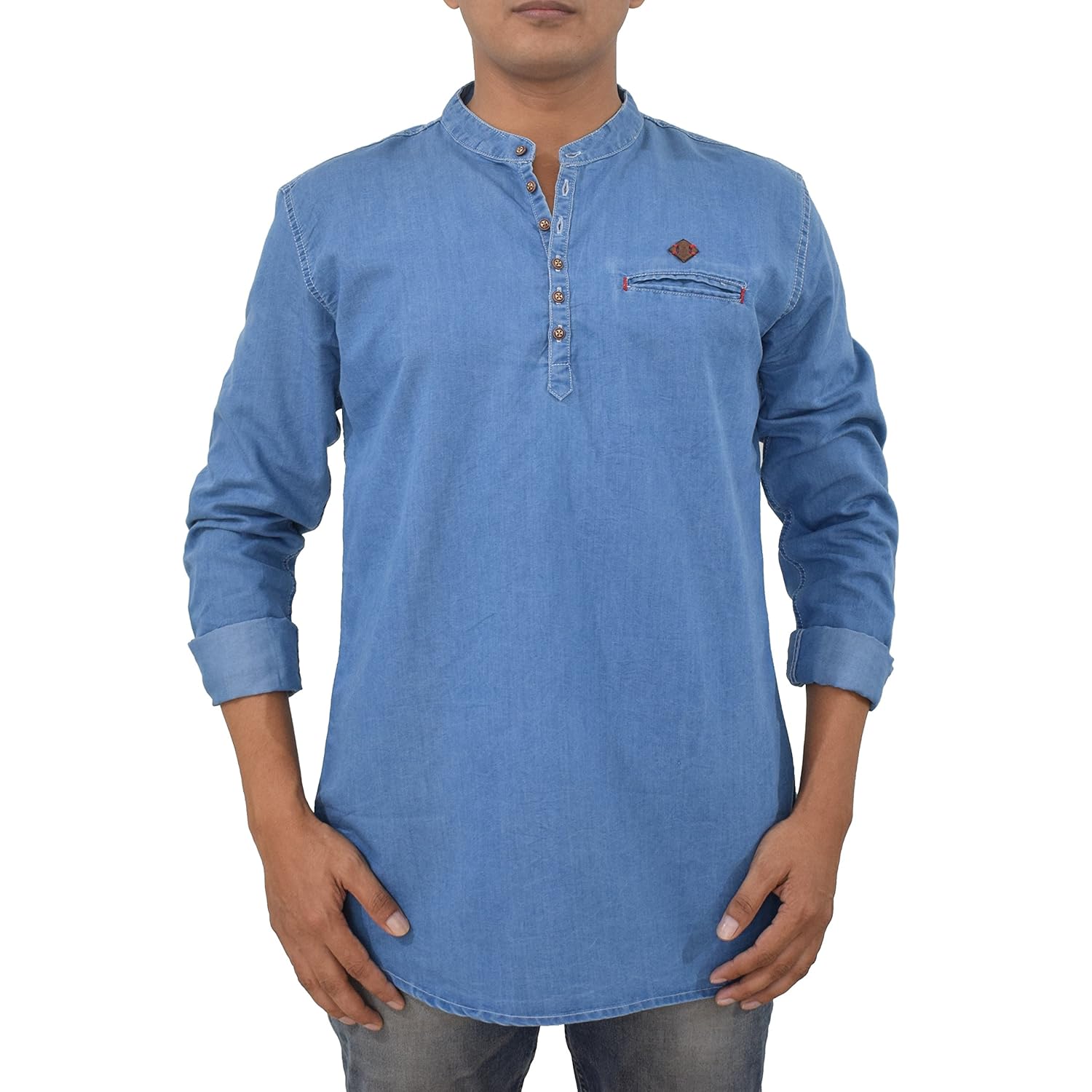 elitefactor men's denim full sleeve stylish short kurta