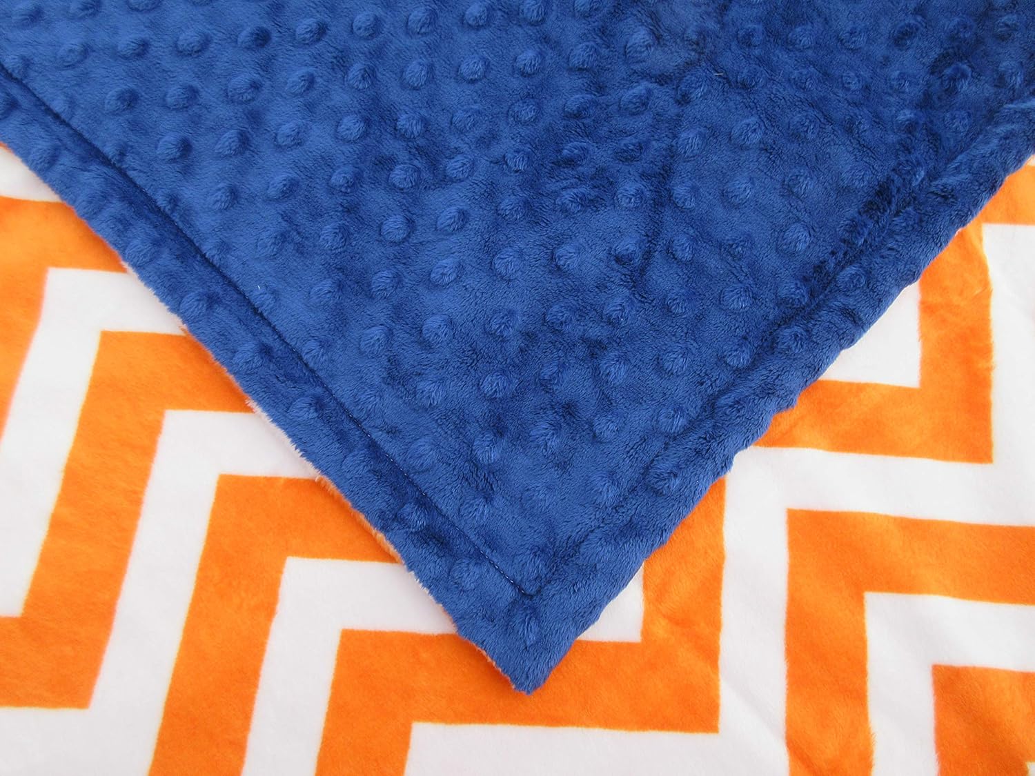Amazoncom Minkybabygifts Minky Baby Blanket Navy Orange Chevron Handmade