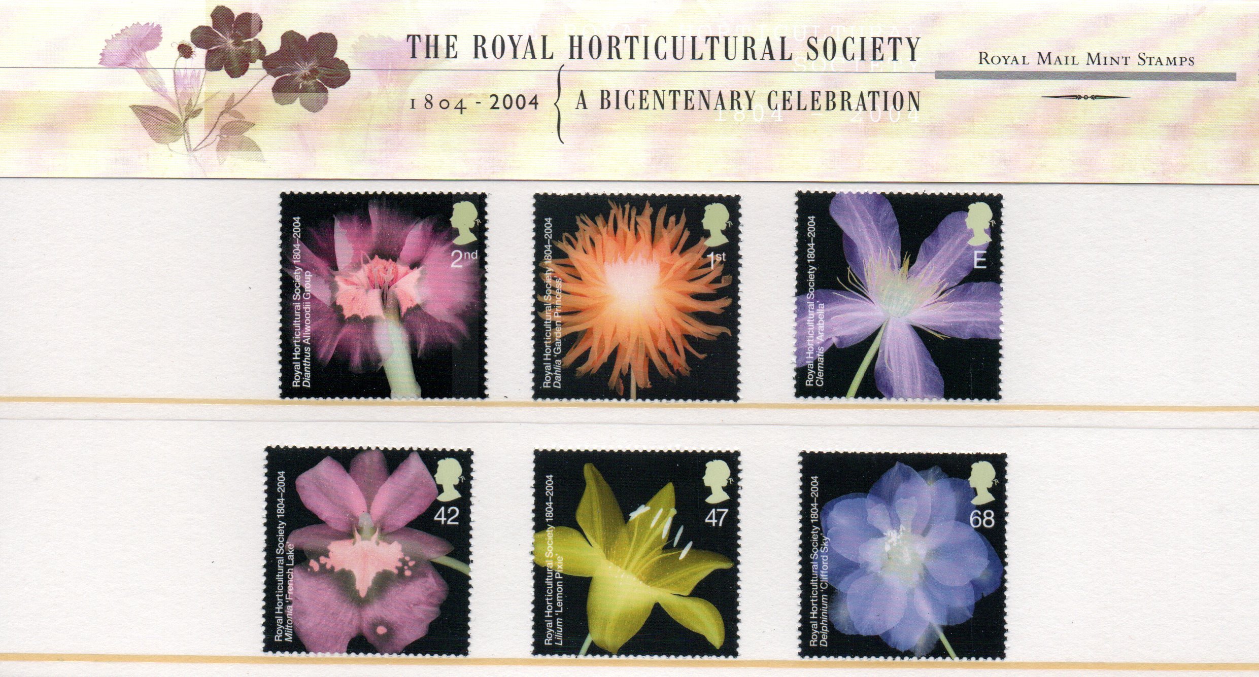 2004 THE ROYAL HORTICULTURAL SOCIETY Stamp Presentation Pack.