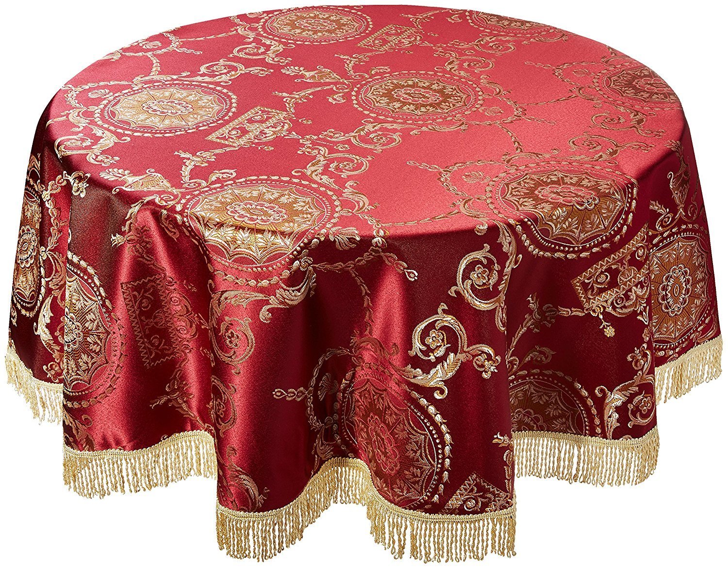 Best burgandy table cloth round