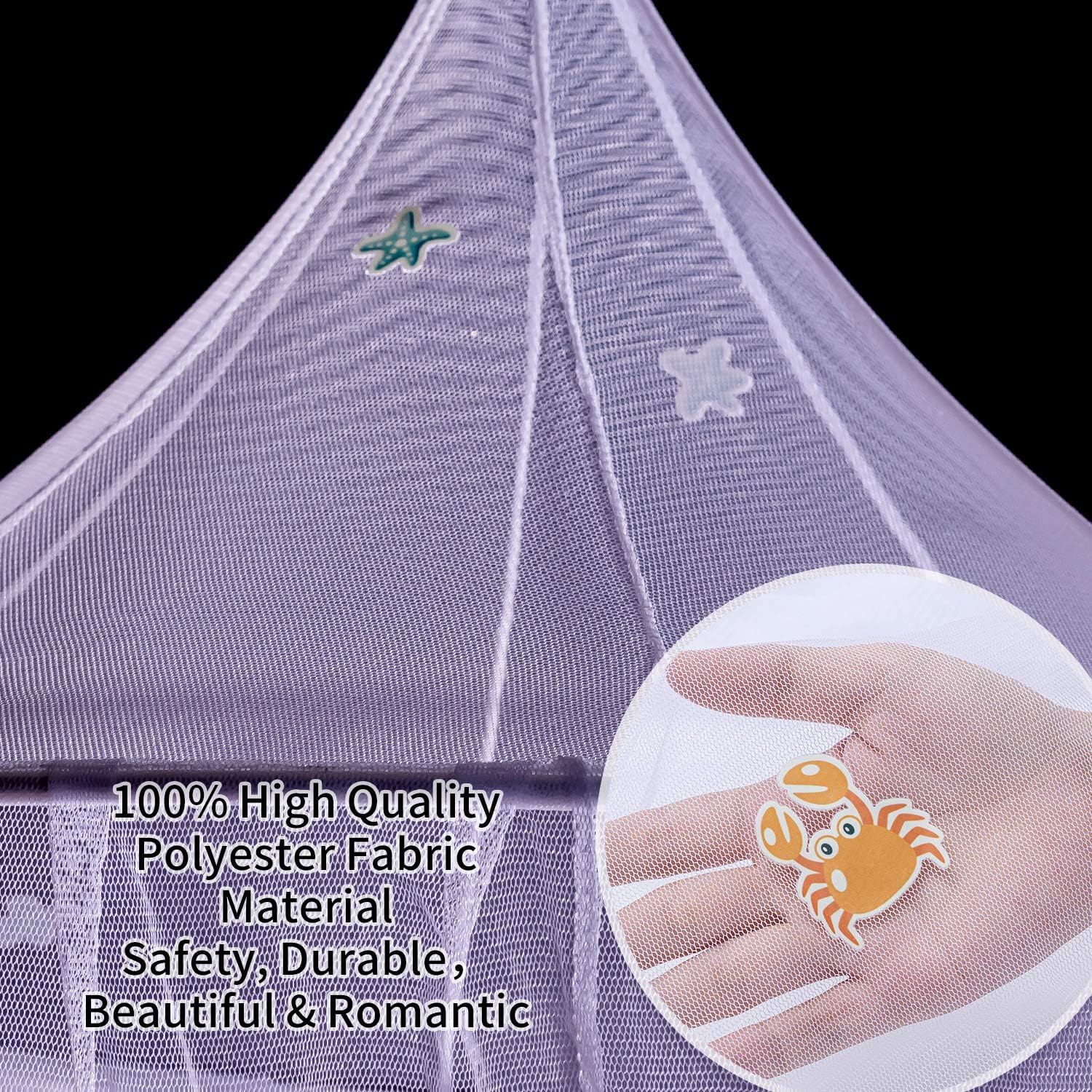 Ecoart Mosquito Net Canopy Bed for Crib Twin Full Queen King Bed Curtains,Sea Animals Glow in Dark Above Bed Canopy: Home & Kitchen