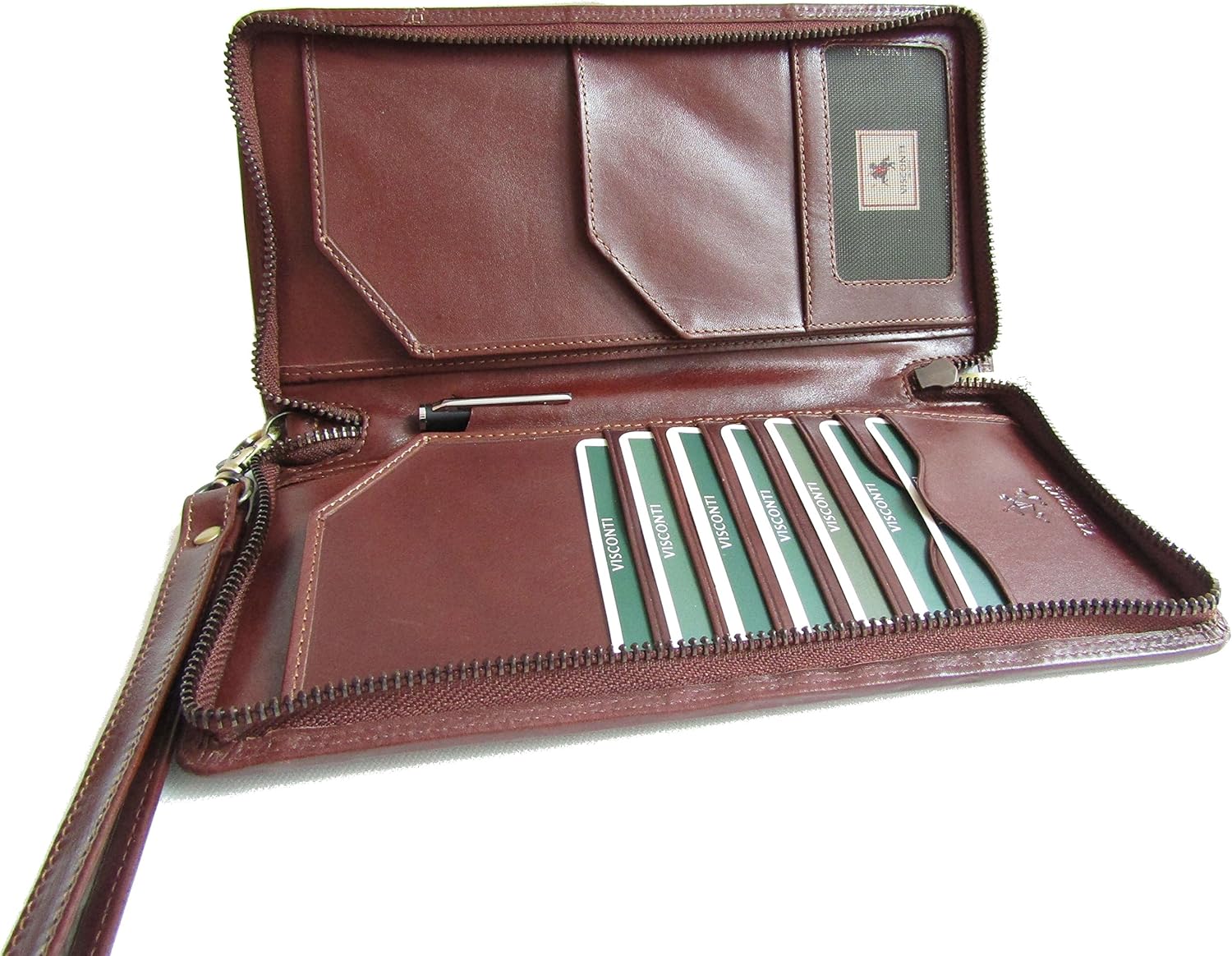 New Unisex Visconti Italian Style Leather Passport Travel Wallet Black or Brown Style MZ101 Monza Wing (Italian Brown) - Image 5