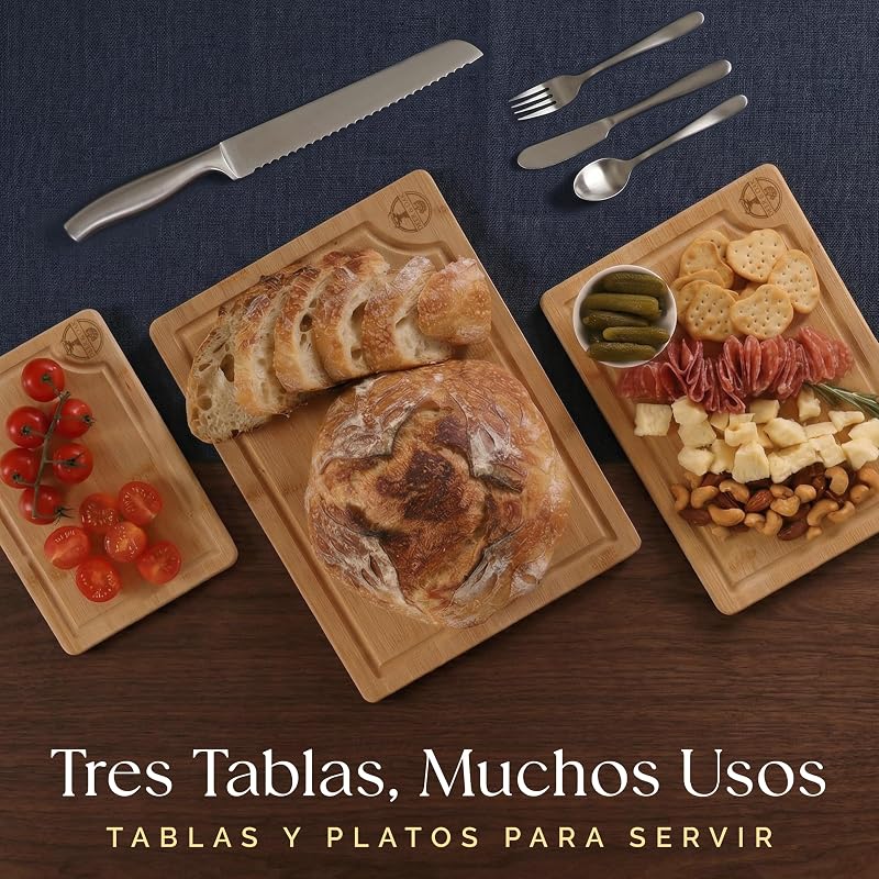Set 3 Tablas de Cortar Bambú 33x24, 28x20 y 22x15 cm — foto 7 de 8