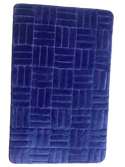 Tribecca Non-Slip Memory Foam Bath Mat Floor Mat Door Mat with Rubber Backing 50 x 80 cm (Blue)